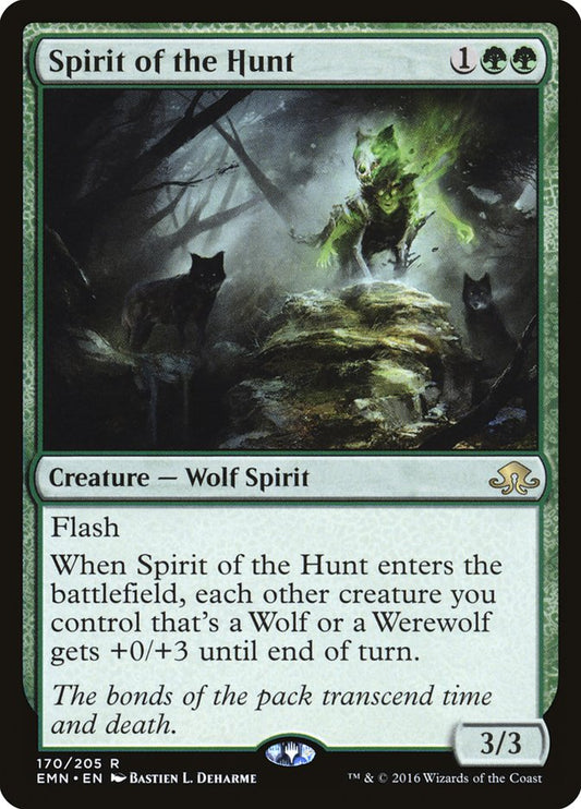 This Is An Image Of The Magic The Gathering Card Spirit of the Hunt From The Set Eldritch Moon - Designed By Artist Bastien L. Deharme