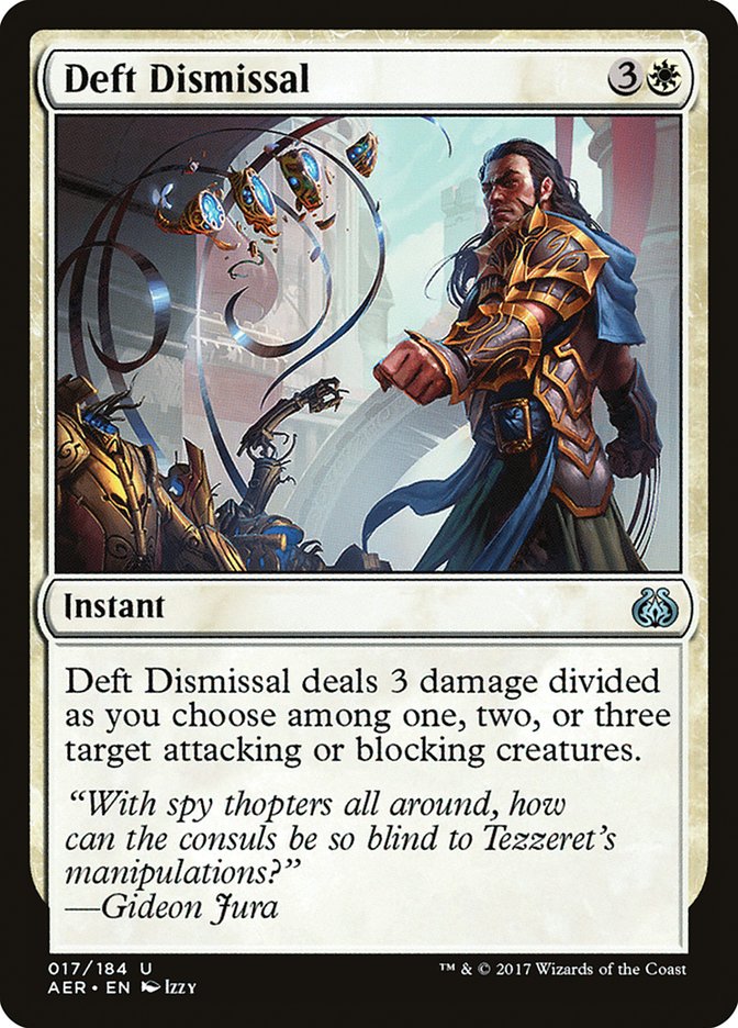 This Is An Image Of The Magic The Gathering Card Deft Dismissal From The Set Aether Revolt - Designed By Artist Izzy