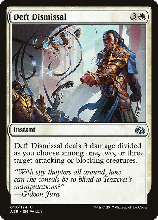 This Is An Image Of The Magic The Gathering Card Deft Dismissal From The Set Aether Revolt - Designed By Artist Izzy