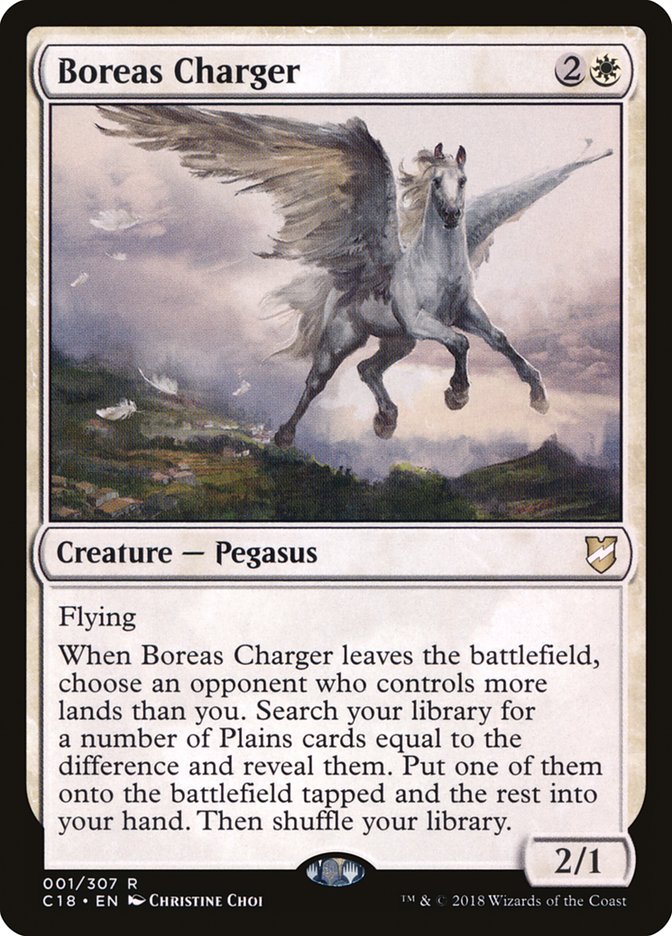 This Is An Image Of The Magic The Gathering Card Boreas Charger From The Set Crimson Vow Commander - Designed By Artist Christine Choi