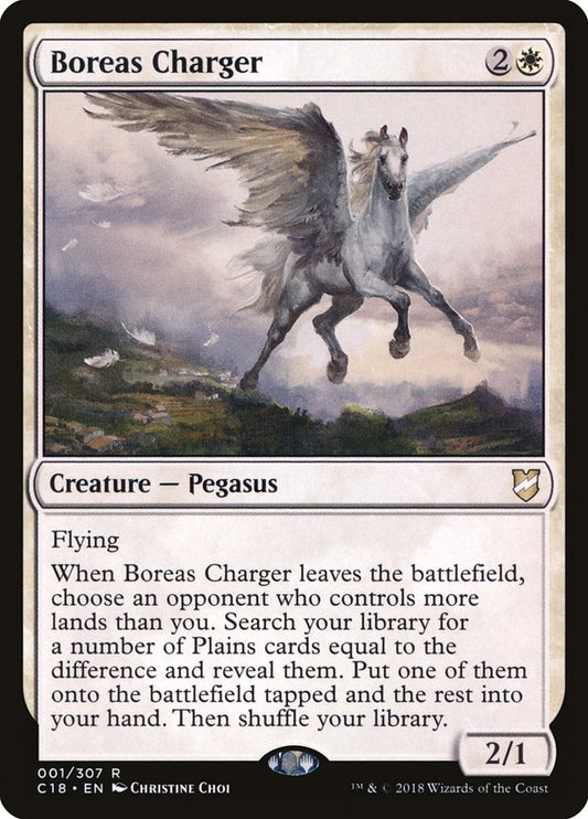 This Is An Image Of The Magic The Gathering Card Boreas Charger From The Set Crimson Vow Commander - Designed By Artist Christine Choi