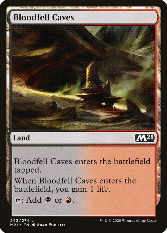 This Is An Image Of The Magic The Gathering Card Bloodfell Caves From The Set Tarkir: Dragonstorm - Designed By Artist Piotr Dura
