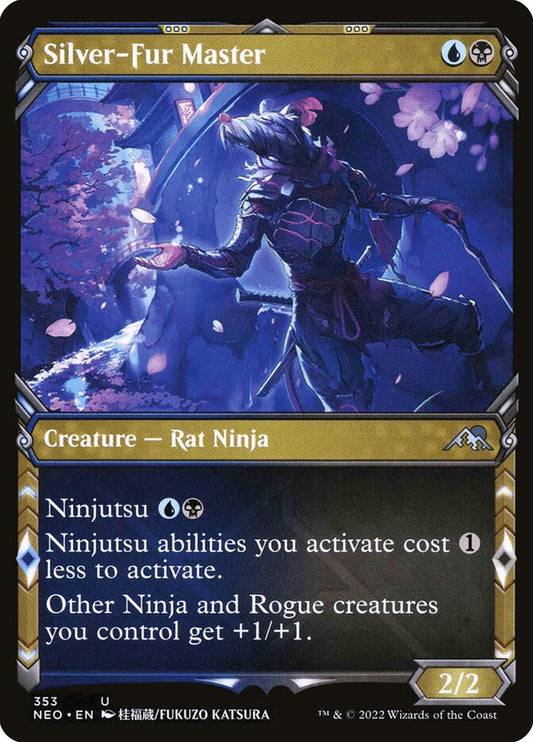 This Is An Image Of The Magic The Gathering Card Silver-Fur Master From The Set Kamigawa: Neon Dynasty - Designed By Artist Carl Critchlow