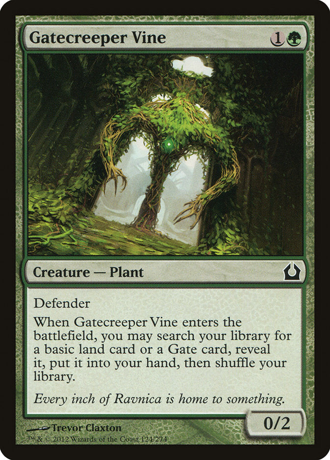 This Is An Image Of The Magic The Gathering Card Gatecreeper Vine From The Set Duel Decks: Jace vs. Vraska - Designed By Artist Trevor Claxton