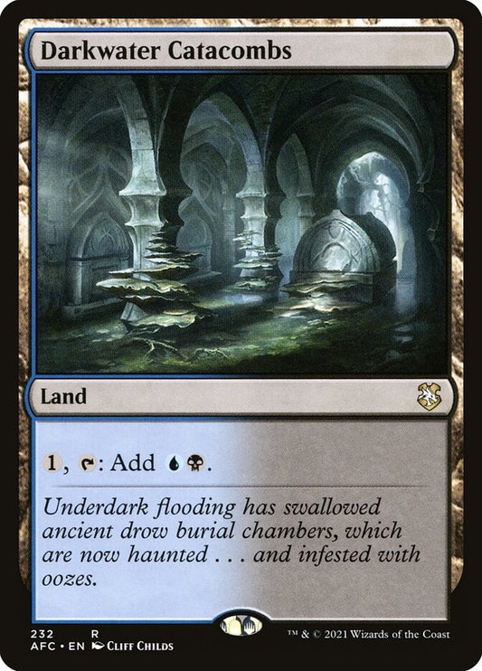 This Is An Image Of The Magic The Gathering Card Darkwater Catacombs From The Set Tarkir: Dragonstorm Commander - Designed By Artist Monte Michael Moore
