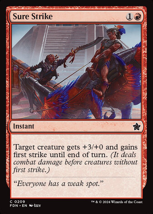 This Is An Image Of The Magic The Gathering Card Sure Strike From The Set Foundations - Designed By Artist Izzy