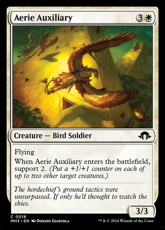 This Is An Image Of The Magic The Gathering Card Aerie Auxiliary From The Set Modern Horizons 3 - Designed By Artist Donato Giancola