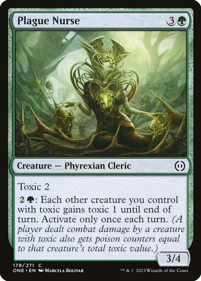 This Is An Image Of The Magic The Gathering Card Plague Nurse From The Set Phyrexia: All Will Be One - Designed By Artist Marcela Bolívar