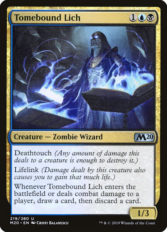 This Is An Image Of The Magic The Gathering Card Tomebound Lich From The Set Core Set 2020 - Designed By Artist Cristi Balanescu