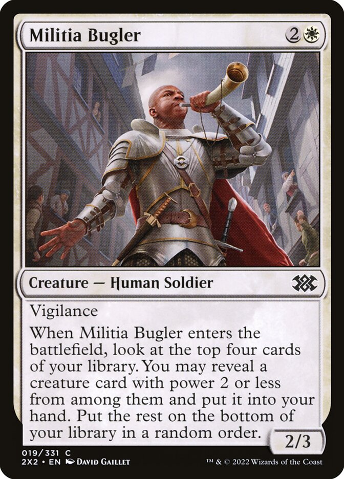 This Is An Image Of The Magic The Gathering Card Militia Bugler From The Set Double Masters 2022 - Designed By Artist David Gaillet
