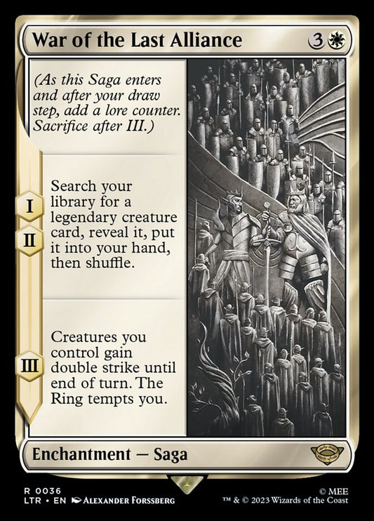 This Is An Image Of The Magic The Gathering Card War of the Last Alliance From The Set The Lord of the Rings: Tales of Middle-earth - Designed By Artist Alexander Forssberg
