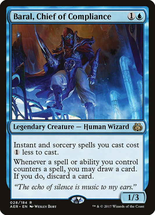 This Is An Image Of The Magic The Gathering Card Baral, Chief of Compliance From The Set Aether Revolt - Designed By Artist Wesley Burt
