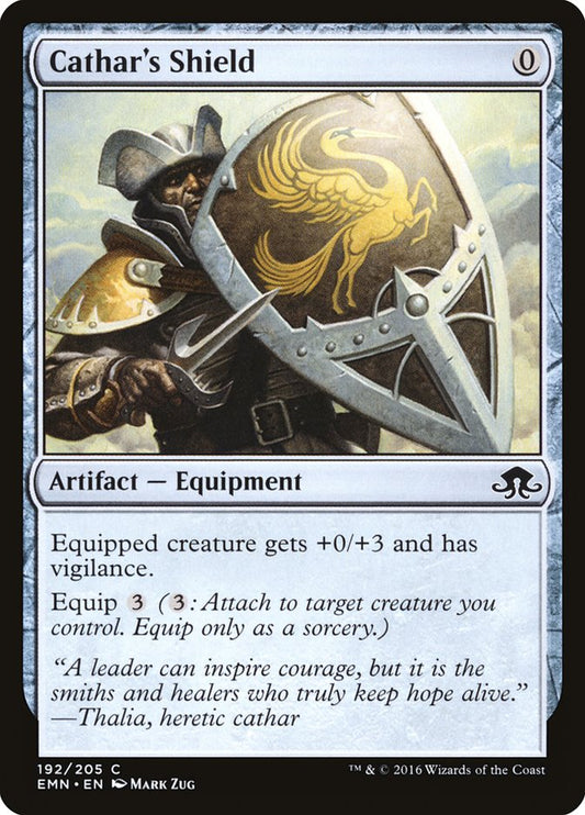 This Is An Image Of The Magic The Gathering Card Cathar's Shield From The Set Eldritch Moon - Designed By Artist Mark Zug