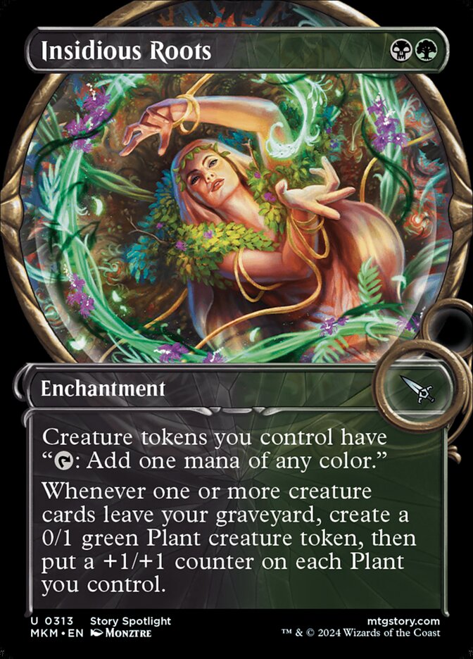 This Is An Image Of The Magic The Gathering Card Insidious Roots From The Set Murders at Karlov Manor - Designed By Artist Jeremy Wilson