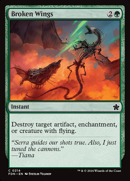 This Is An Image Of The Magic The Gathering Card Broken Wings From The Set Aetherdrift - Designed By Artist Nils Hamm