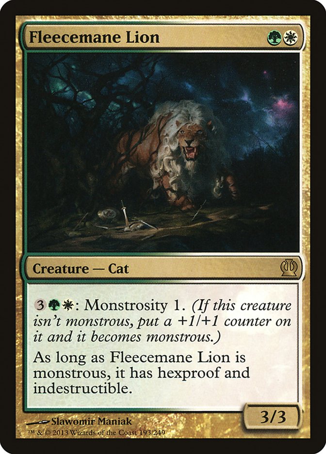 This Is An Image Of The Magic The Gathering Card Fleecemane Lion From The Set Forgotten Realms Commander - Designed By Artist Slawomir Maniak