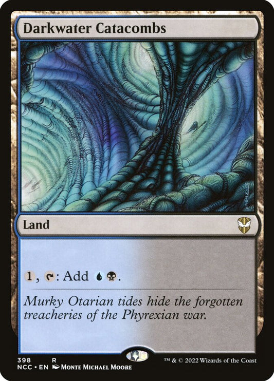 This Is An Image Of The Magic The Gathering Card Darkwater Catacombs From The Set Tarkir: Dragonstorm Commander - Designed By Artist Monte Michael Moore