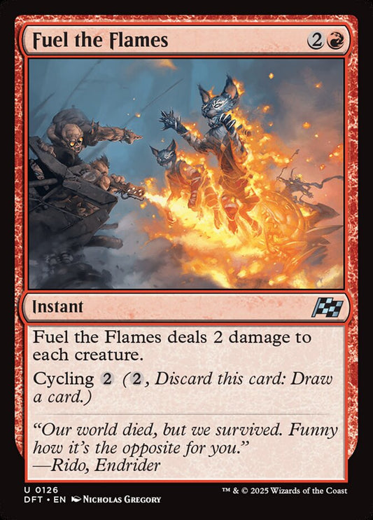 This Is An Image Of The Magic The Gathering Card Fuel the Flames From The Set Aetherdrift - Designed By Artist Nicholas Gregory