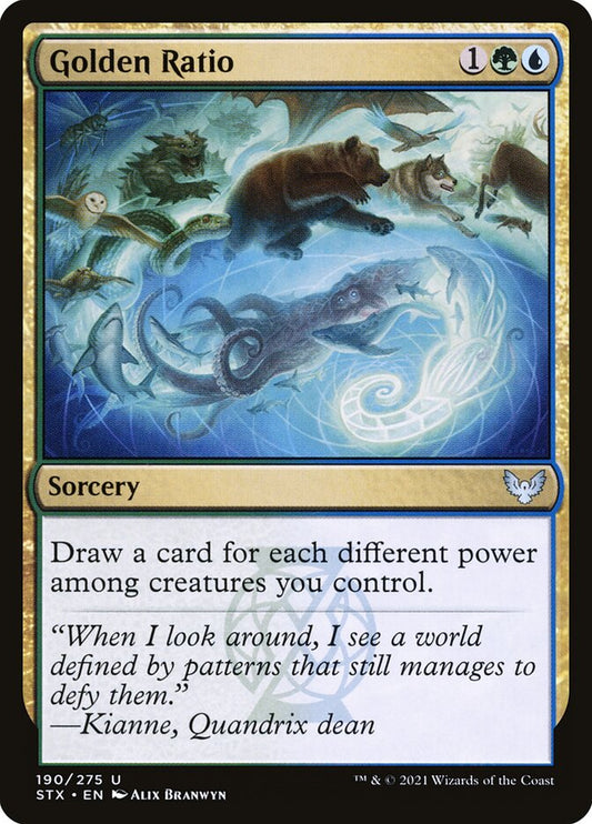 This Is An Image Of The Magic The Gathering Card Golden Ratio From The Set Strixhaven: School of Mages - Designed By Artist Alix Branwyn