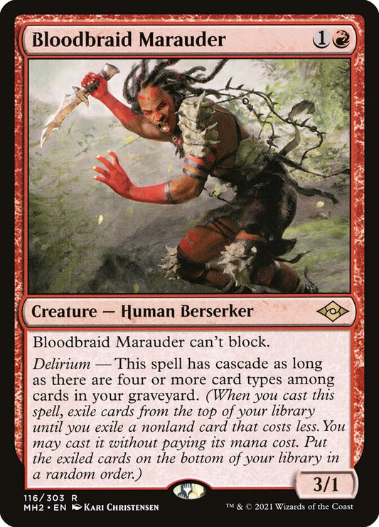 This Is An Image Of The Magic The Gathering Card Bloodbraid Marauder From The Set Modern Horizons 2 - Designed By Artist Kari Christensen