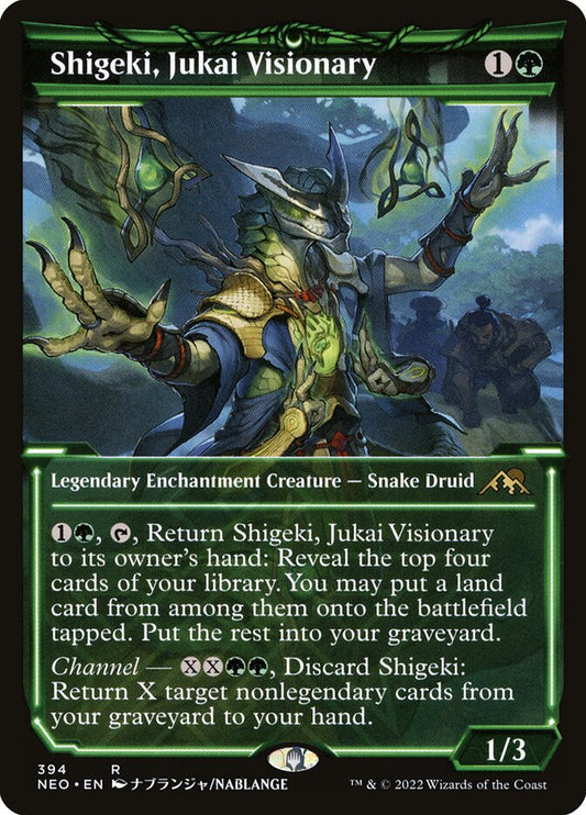 This Is An Image Of The Magic The Gathering Card Shigeki, Jukai Visionary From The Set Tarkir: Dragonstorm Commander - Designed By Artist Anna Podedworna