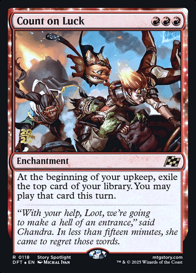 This Is An Image Of The Magic The Gathering Card Count on Luck From The Set Aetherdrift - Designed By Artist Michal Ivan