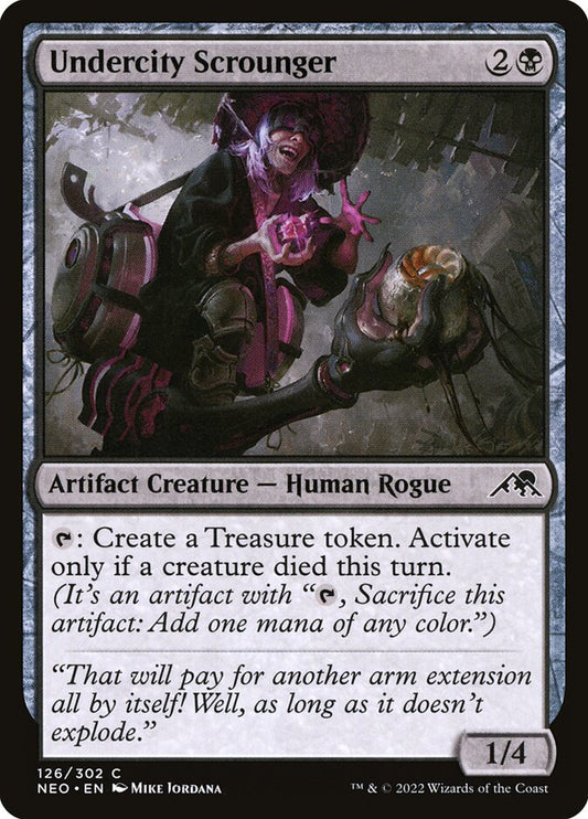 This Is An Image Of The Magic The Gathering Card Undercity Scrounger From The Set Kamigawa: Neon Dynasty - Designed By Artist Mike Jordana