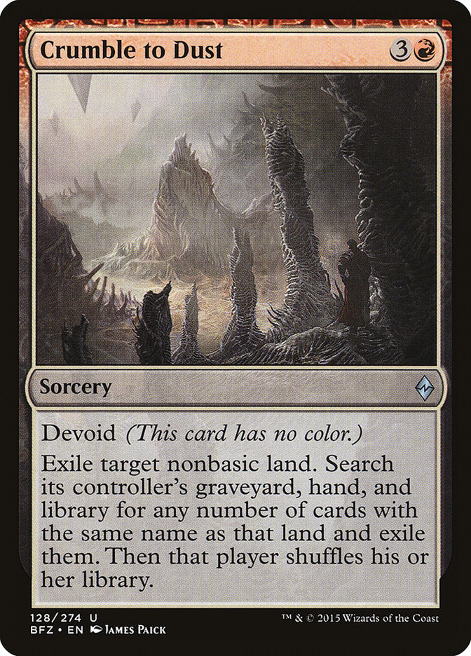 This Is An Image Of The Magic The Gathering Card Crumble to Dust From The Set Battle for Zendikar - Designed By Artist James Paick