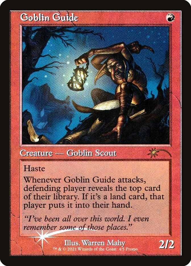 This Is An Image Of The Magic The Gathering Card Goblin Guide From The Set Double Masters - Designed By Artist Filip Burburan