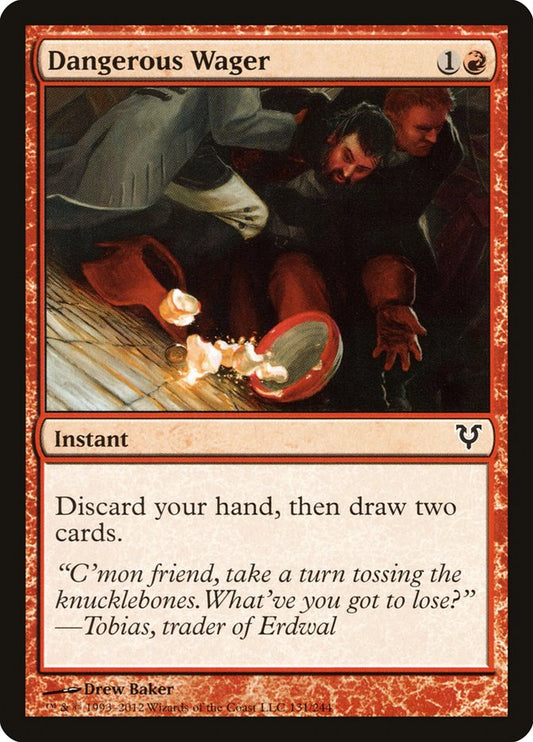 This Is An Image Of The Magic The Gathering Card Dangerous Wager From The Set Avacyn Restored - Designed By Artist Drew Baker