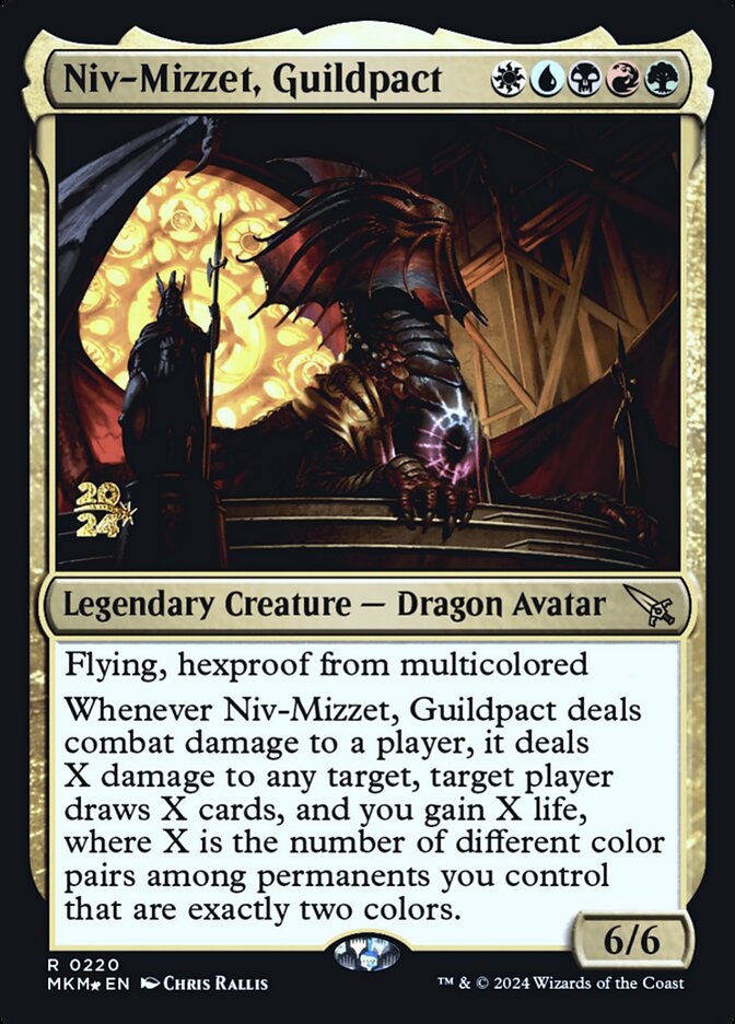 This Is An Image Of The Magic The Gathering Card Niv-Mizzet, Guildpact From The Set Murders at Karlov Manor - Designed By Artist Chris Rallis