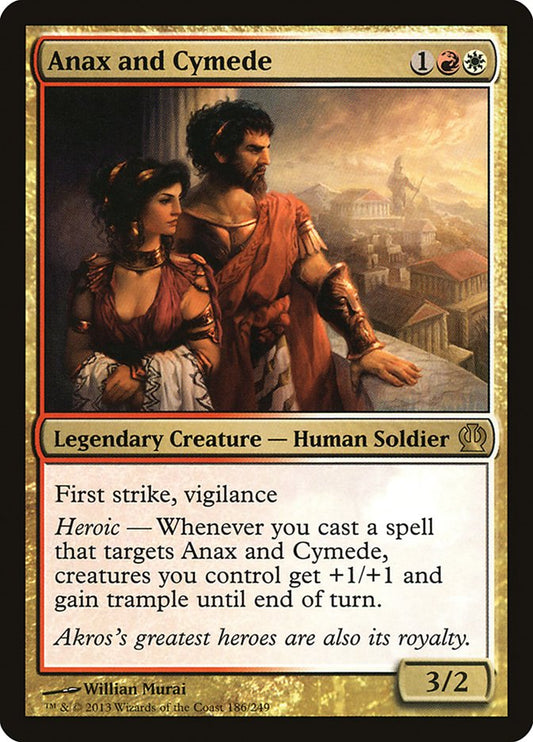 This Is An Image Of The Magic The Gathering Card Anax and Cymede From The Set Theros - Designed By Artist Willian Murai