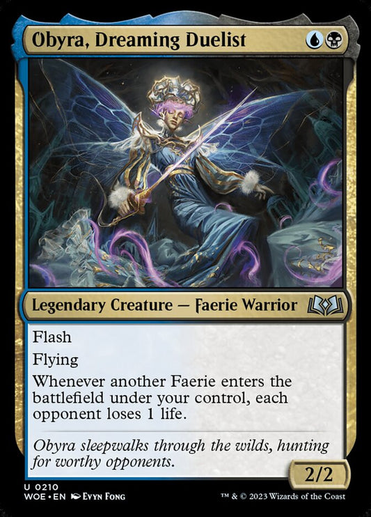 This Is An Image Of The Magic The Gathering Card Obyra, Dreaming Duelist From The Set Wilds of Eldraine - Designed By Artist Evyn Fong