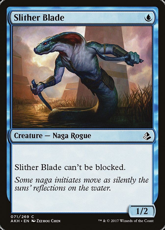 This Is An Image Of The Magic The Gathering Card Slither Blade From The Set Outlaws of Thunder Junction Commander - Designed By Artist Zezhou Chen
