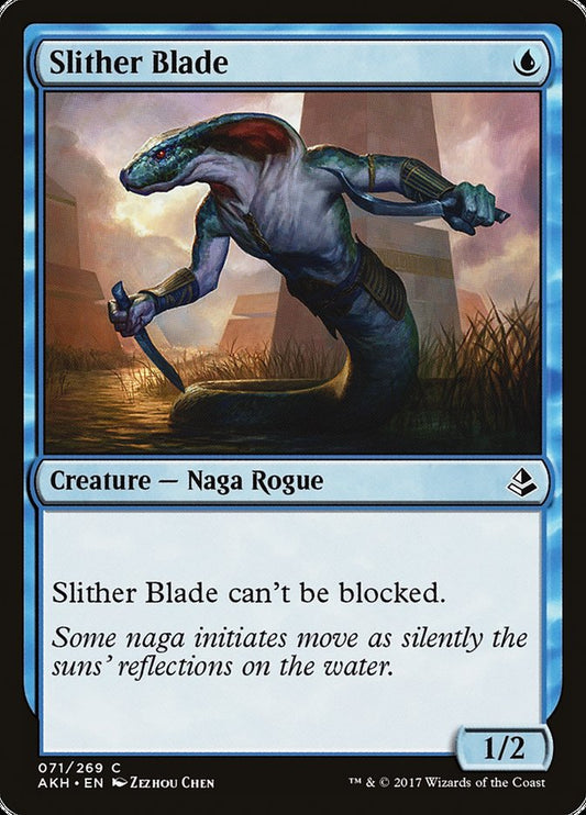 This Is An Image Of The Magic The Gathering Card Slither Blade From The Set Outlaws of Thunder Junction Commander - Designed By Artist Zezhou Chen