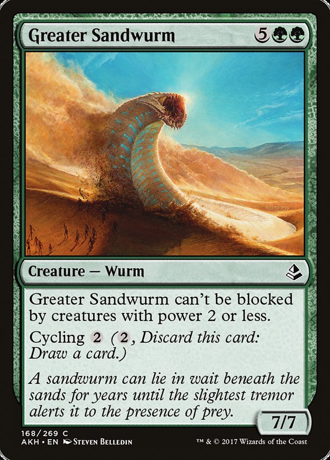 This Is An Image Of The Magic The Gathering Card Greater Sandwurm From The Set Ikoria: Lair of Behemoths - Designed By Artist Grzegorz Rutkowski
