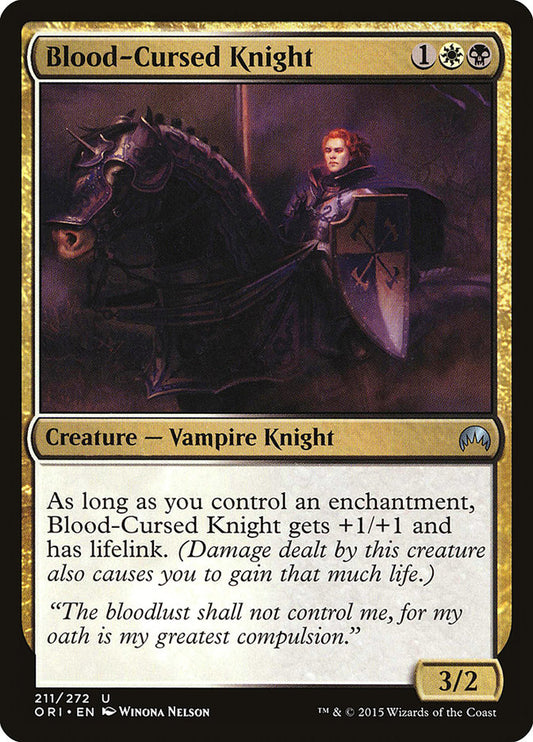 This Is An Image Of The Magic The Gathering Card Blood-Cursed Knight From The Set Magic Origins - Designed By Artist Winona Nelson