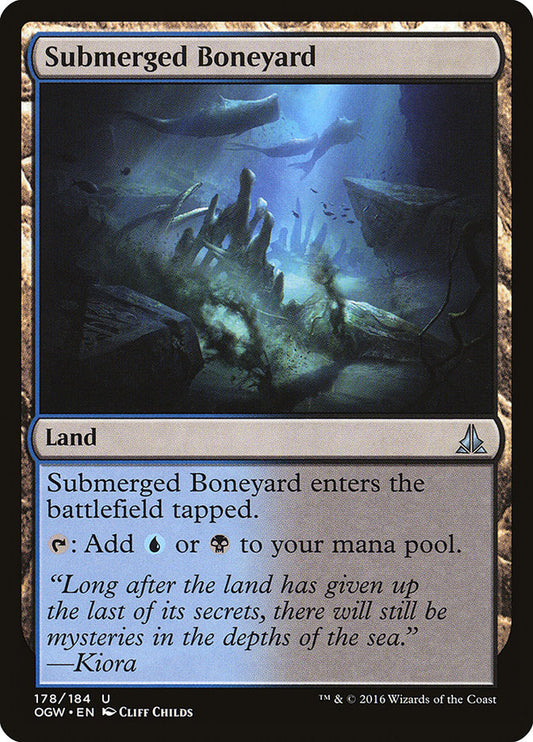 This Is An Image Of The Magic The Gathering Card Submerged Boneyard From The Set Zendikar Rising Commander - Designed By Artist Cliff Childs