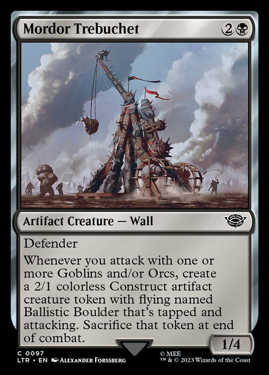 This Is An Image Of The Magic The Gathering Card Mordor Trebuchet From The Set The Lord of the Rings: Tales of Middle-earth - Designed By Artist Alexander Forssberg
