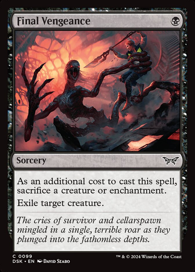This Is An Image Of The Magic The Gathering Card Final Vengeance From The Set Duskmourn: House of Horror - Designed By Artist David Szabo