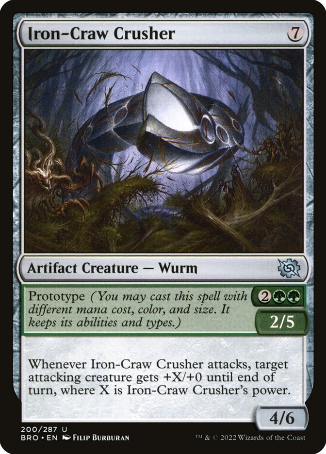 This Is An Image Of The Magic The Gathering Card Iron-Craw Crusher From The Set The Brothers' War - Designed By Artist Filip Burburan
