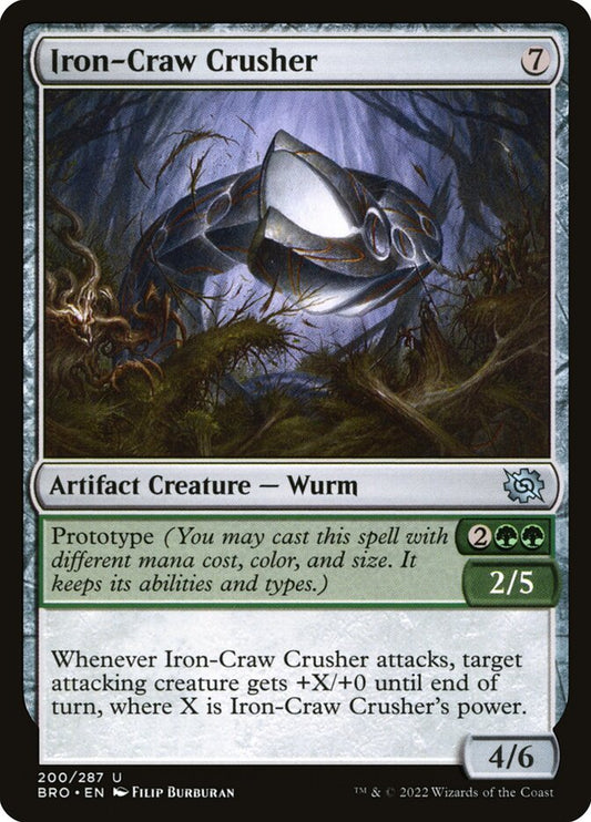 This Is An Image Of The Magic The Gathering Card Iron-Craw Crusher From The Set The Brothers' War - Designed By Artist Filip Burburan