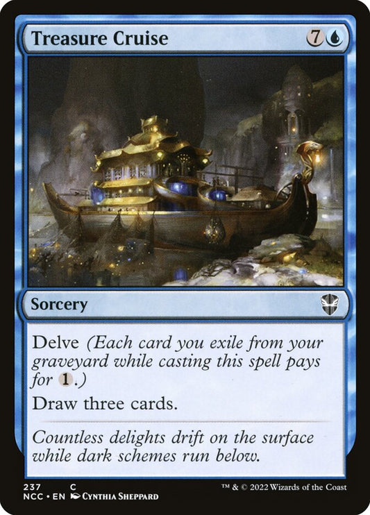 This Is An Image Of The Magic The Gathering Card Treasure Cruise From The Set Tarkir: Dragonstorm Commander - Designed By Artist Cynthia Sheppard