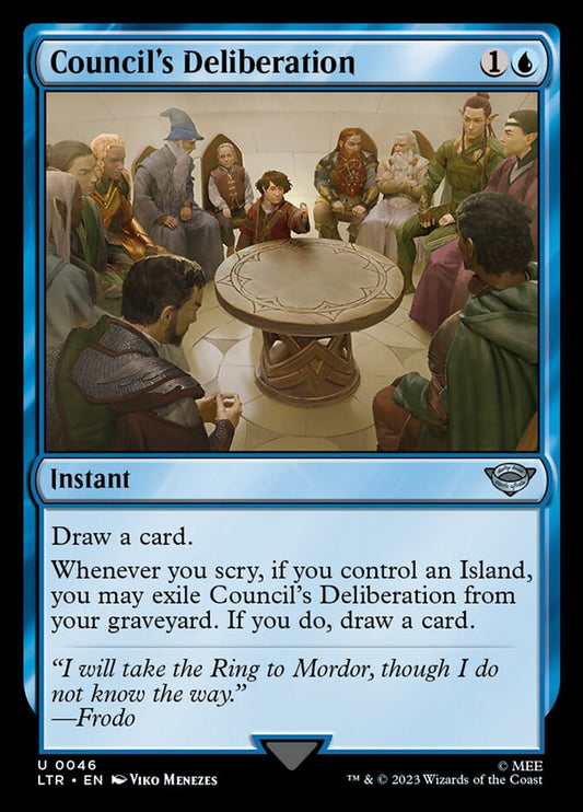 This Is An Image Of The Magic The Gathering Card Council's Deliberation From The Set The Lord of the Rings: Tales of Middle-earth - Designed By Artist Viko Menezes
