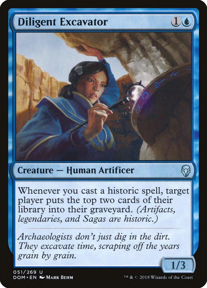 This Is An Image Of The Magic The Gathering Card Diligent Excavator From The Set Dominaria - Designed By Artist Mark Behm