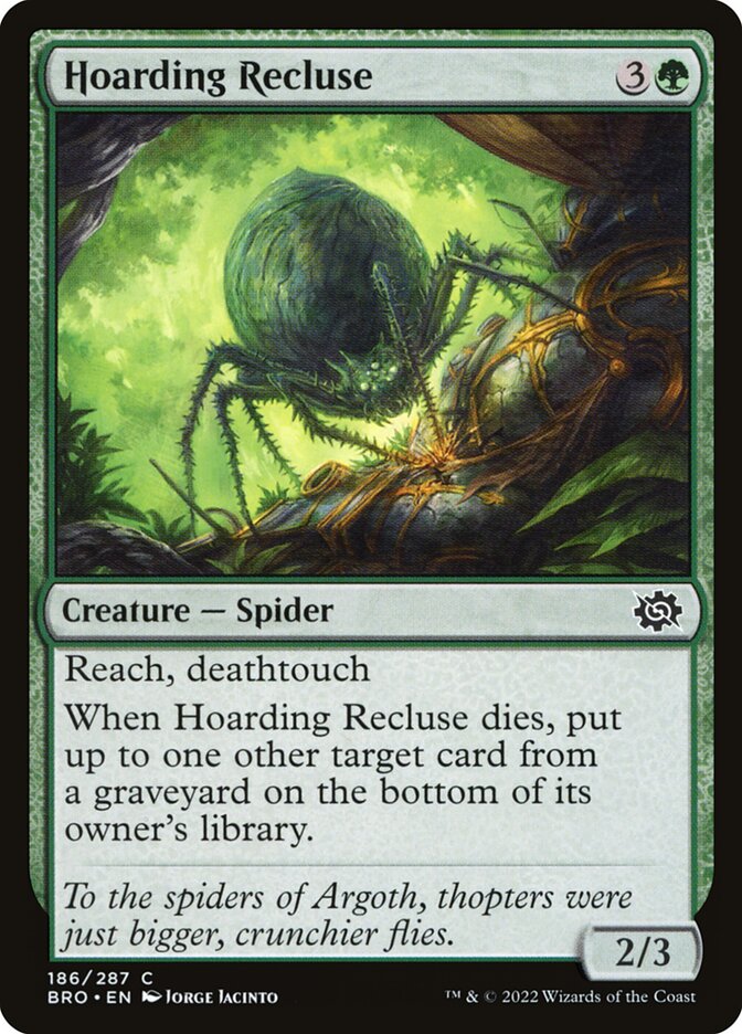 This Is An Image Of The Magic The Gathering Card Hoarding Recluse From The Set The Brothers' War - Designed By Artist Jorge Jacinto