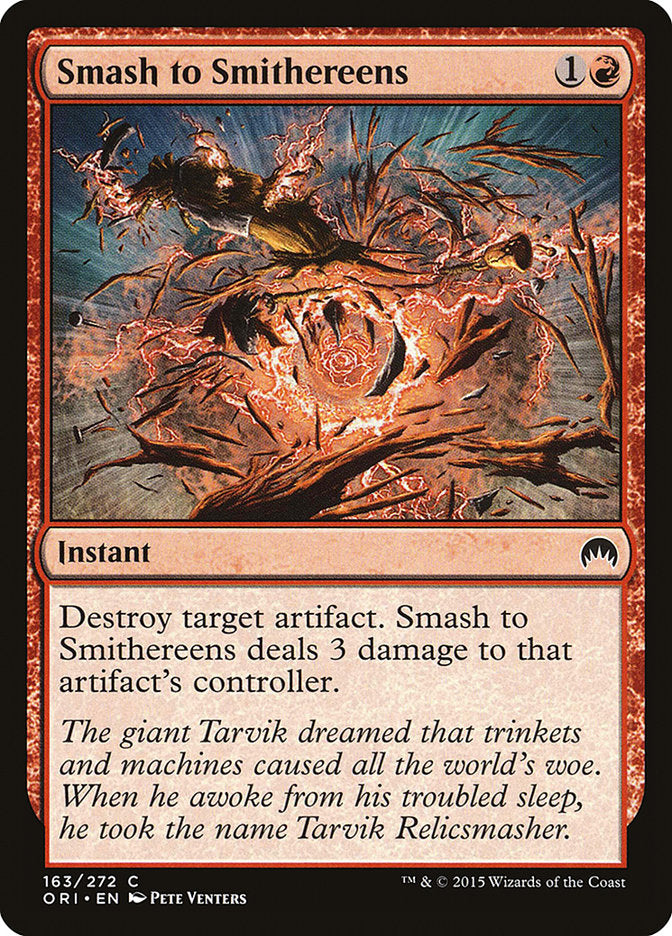 This Is An Image Of The Magic The Gathering Card Smash to Smithereens From The Set Magic Origins - Designed By Artist Pete Venters