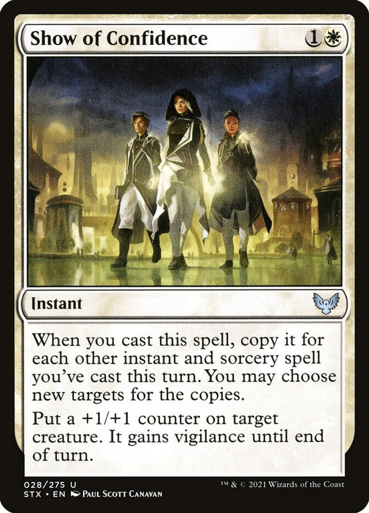 This Is An Image Of The Magic The Gathering Card Show of Confidence From The Set Strixhaven: School of Mages - Designed By Artist Paul Scott Canavan