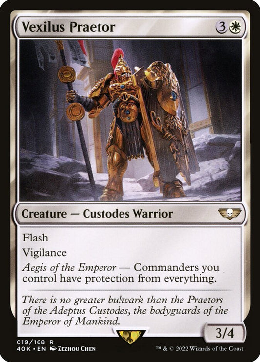 This Is An Image Of The Magic The Gathering Card Vexilus Praetor From The Set Warhammer 40,000 Commander - Designed By Artist Zezhou Chen