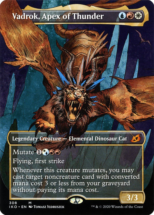 This Is An Image Of The Magic The Gathering Card Vadrok, Apex of Thunder From The Set Ikoria: Lair of Behemoths - Designed By Artist Zack Stella